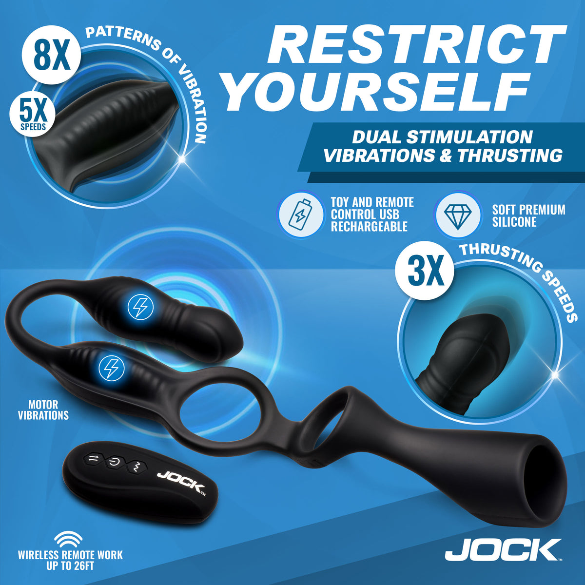 Hype Max Thrusting &amp; Vibrating Anal Plug with C-Ring – prostate massager (view 2)