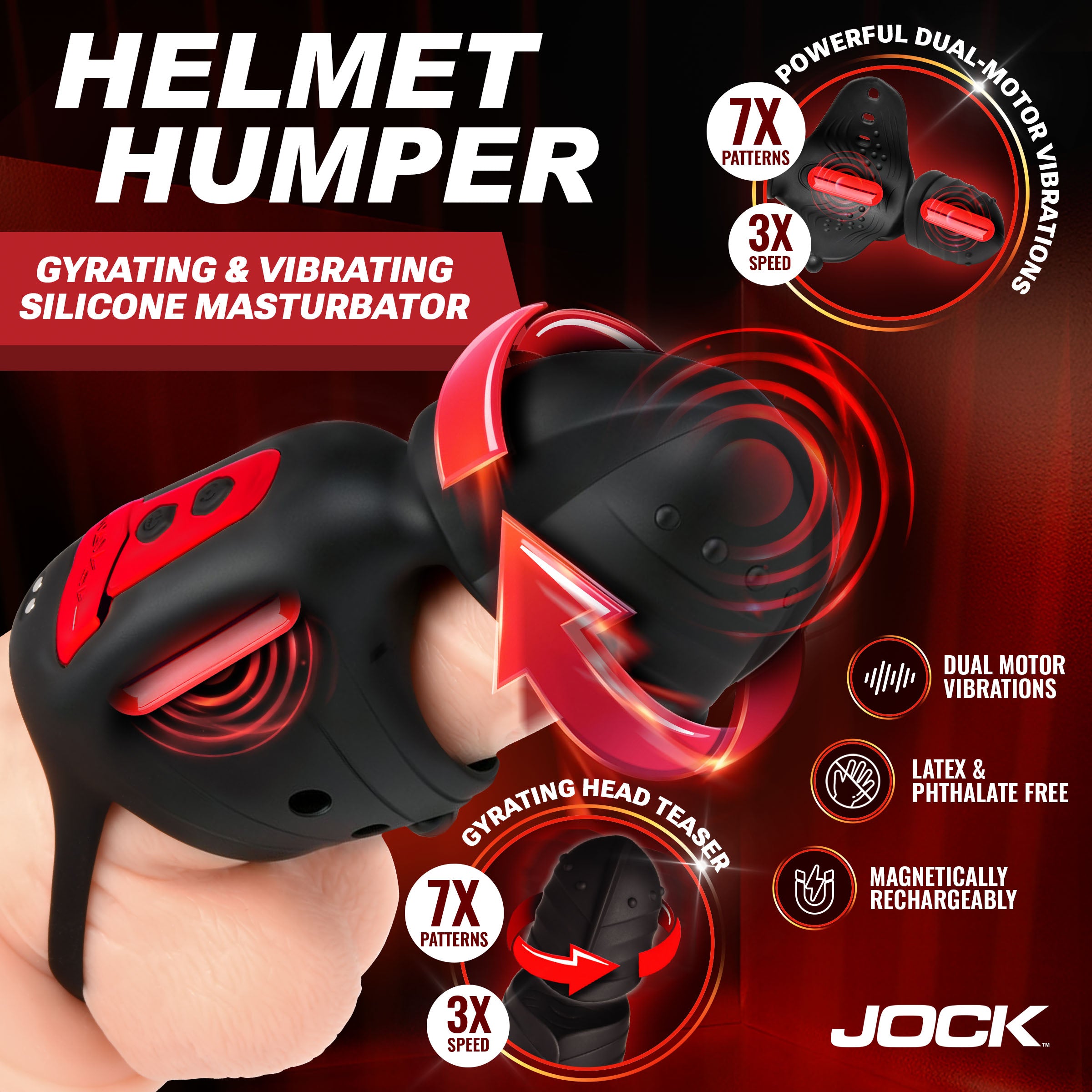 Helmet Humper Gyrating & Vibrating Silicone Masturbator