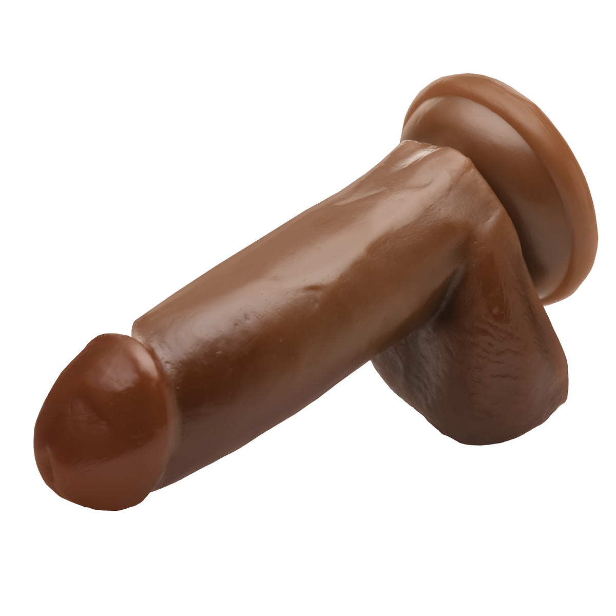 6 Inch Dong with Balls - Brown – dildo, rubber (view 2)