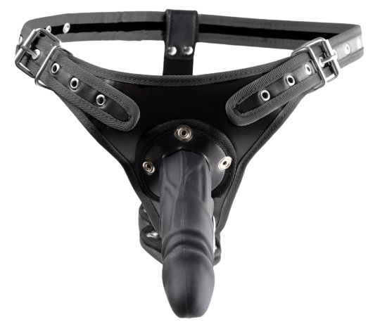 Front view of double penetration strap on harness