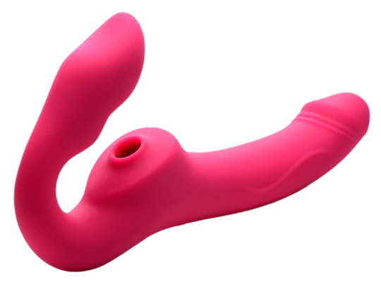 Pink strapless strap-on with ergonomic shape