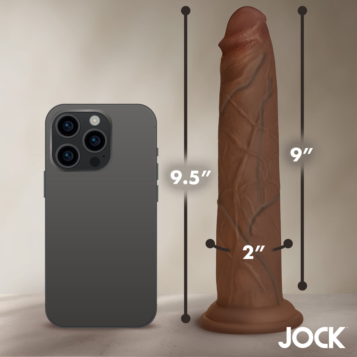 Real Skin Silicone Dildo - 9.5", Silicone (view 5)