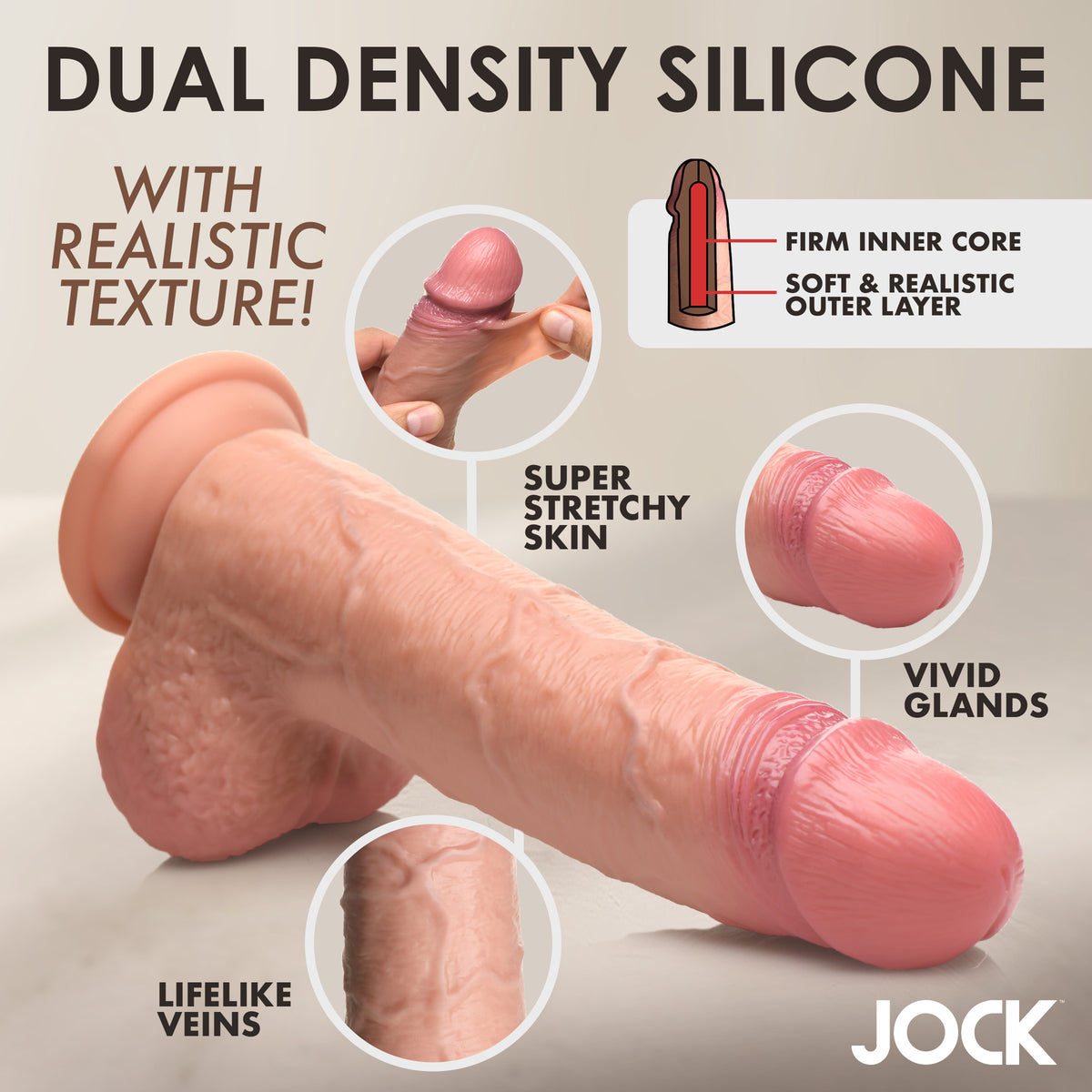 9 Inch Real Skin Silicone Dildo with Balls - Medium, Silicone (view 4)