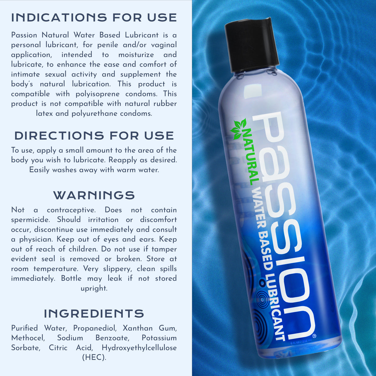 Passion Natural Water-Based Lubricant - 8 oz (view 6)