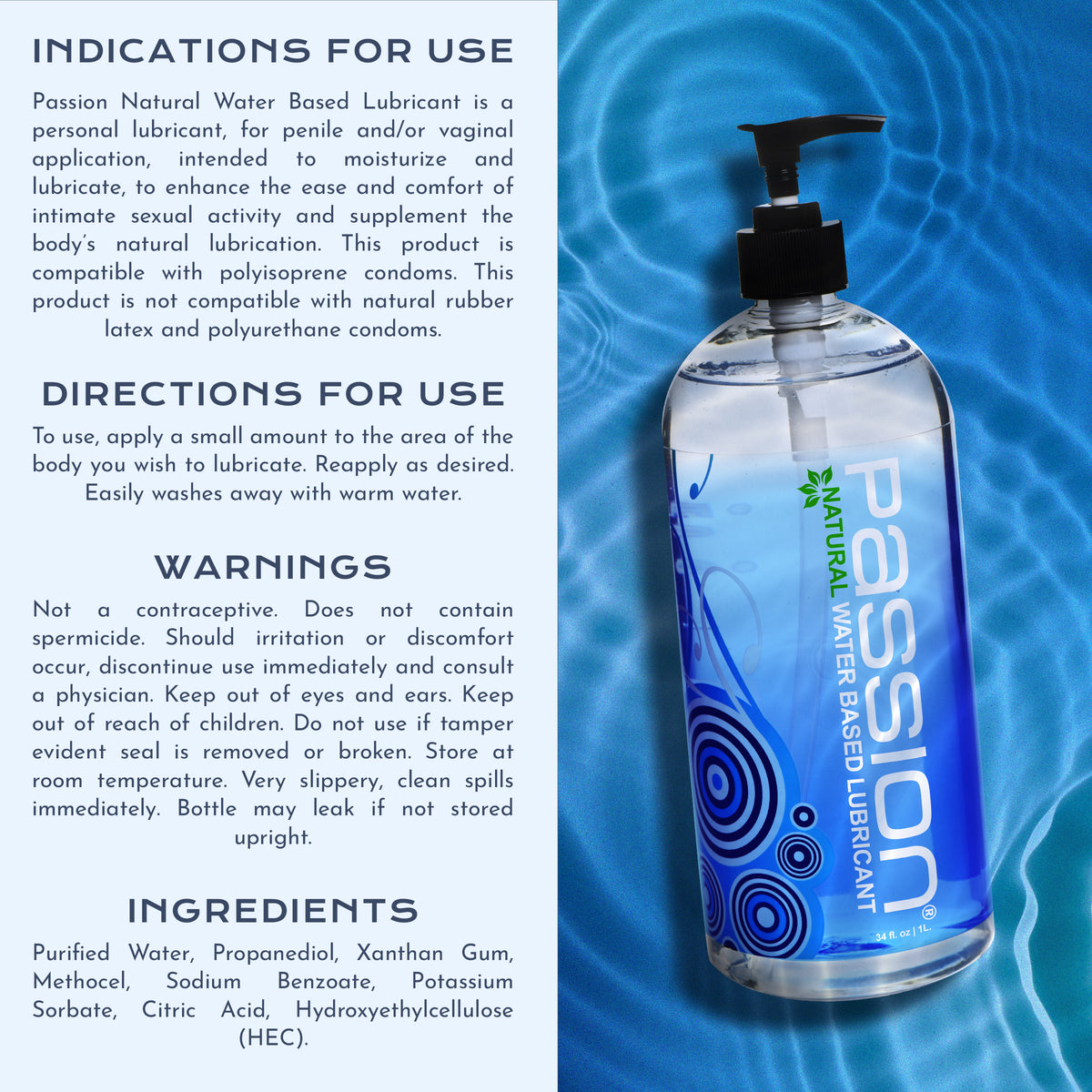 Passion Natural Water-Based Lubricant - 34 oz (view 6)
