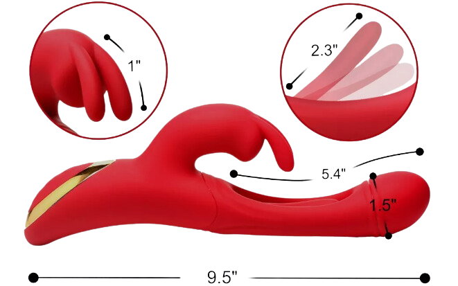 Red rabbit vibrator with measurements and flexible design