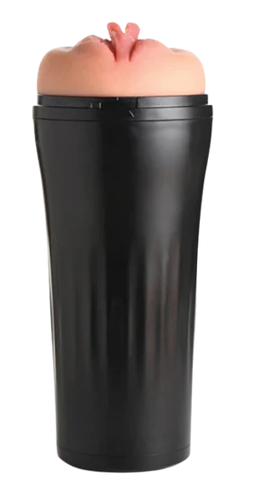 Standing up vibrating masturbator black and flesh color sex toy numen wellness
