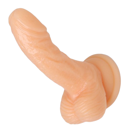 Silicone 4 Inch Realistic Suction Cup Dildo flesh skin color side view sex toy numen wellness