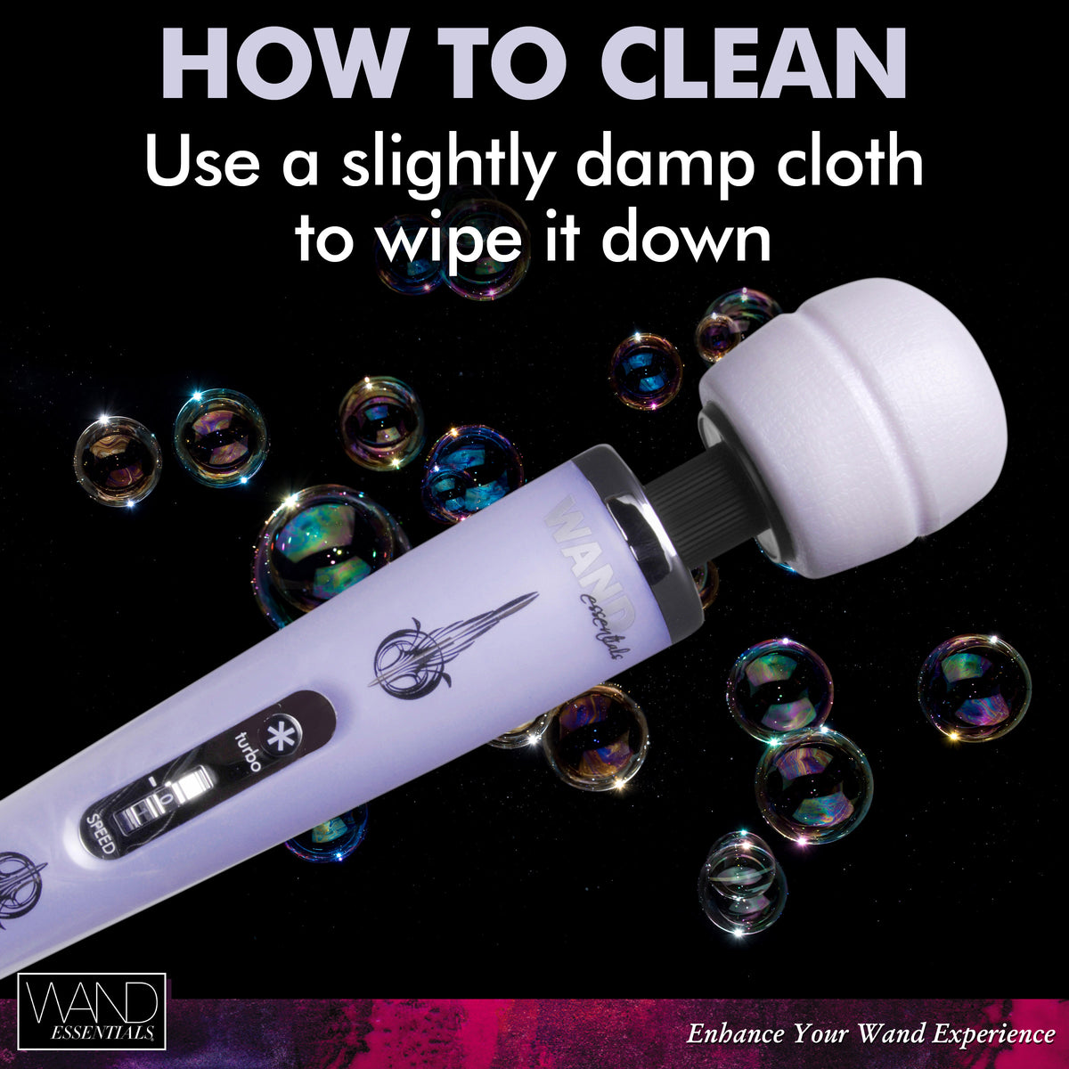 Wand Essentials 8 Speed Turbo Pearl Massager - 110V – wand massager, TPE (view 6)