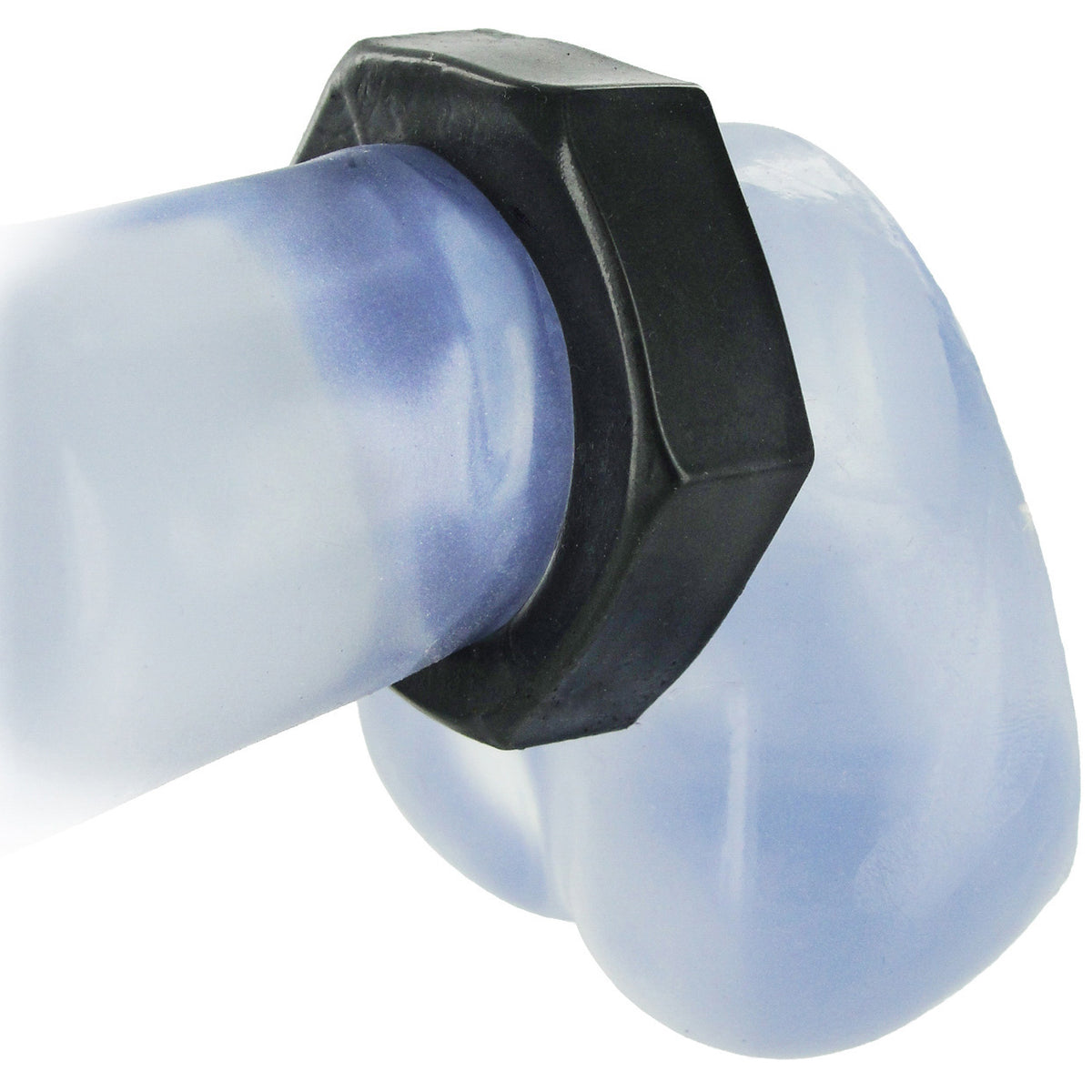 HexNut Cock Ring - Black, TPE (view 3)