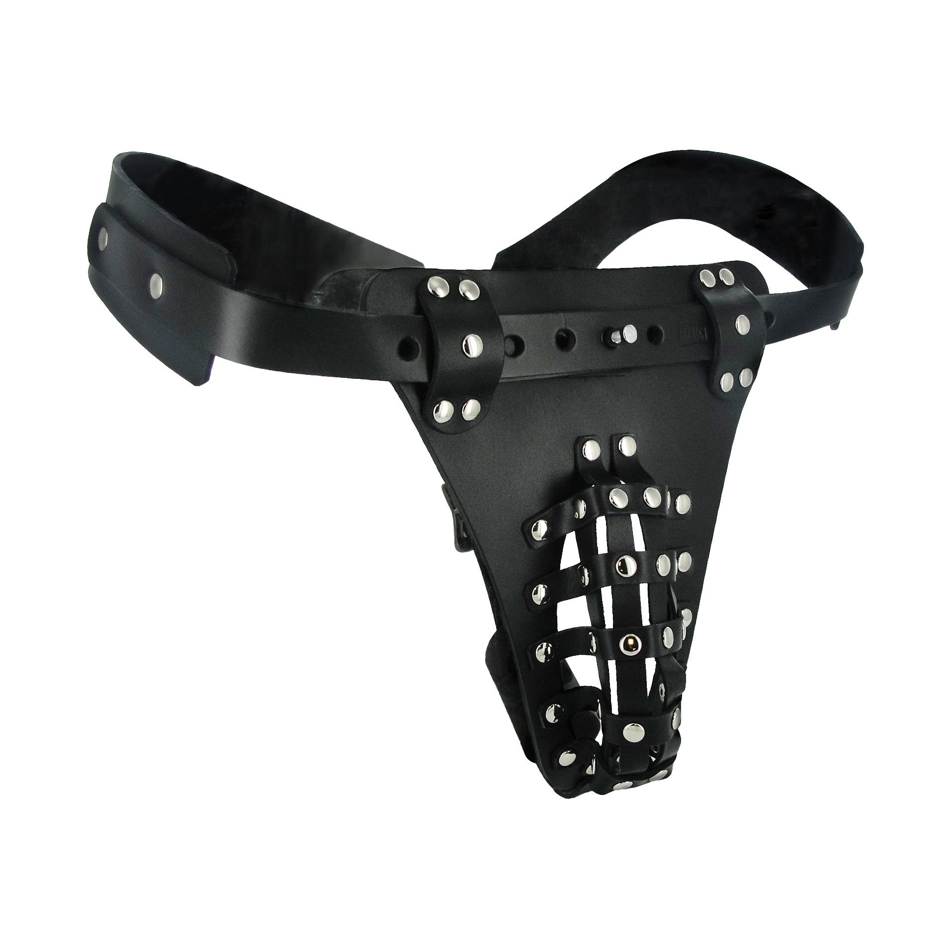 The Safety Net Leather Male Chastity Belt with Anal Plug Harness The Safety Net Leather Male Chastity Belt with Anal Plug Harness
