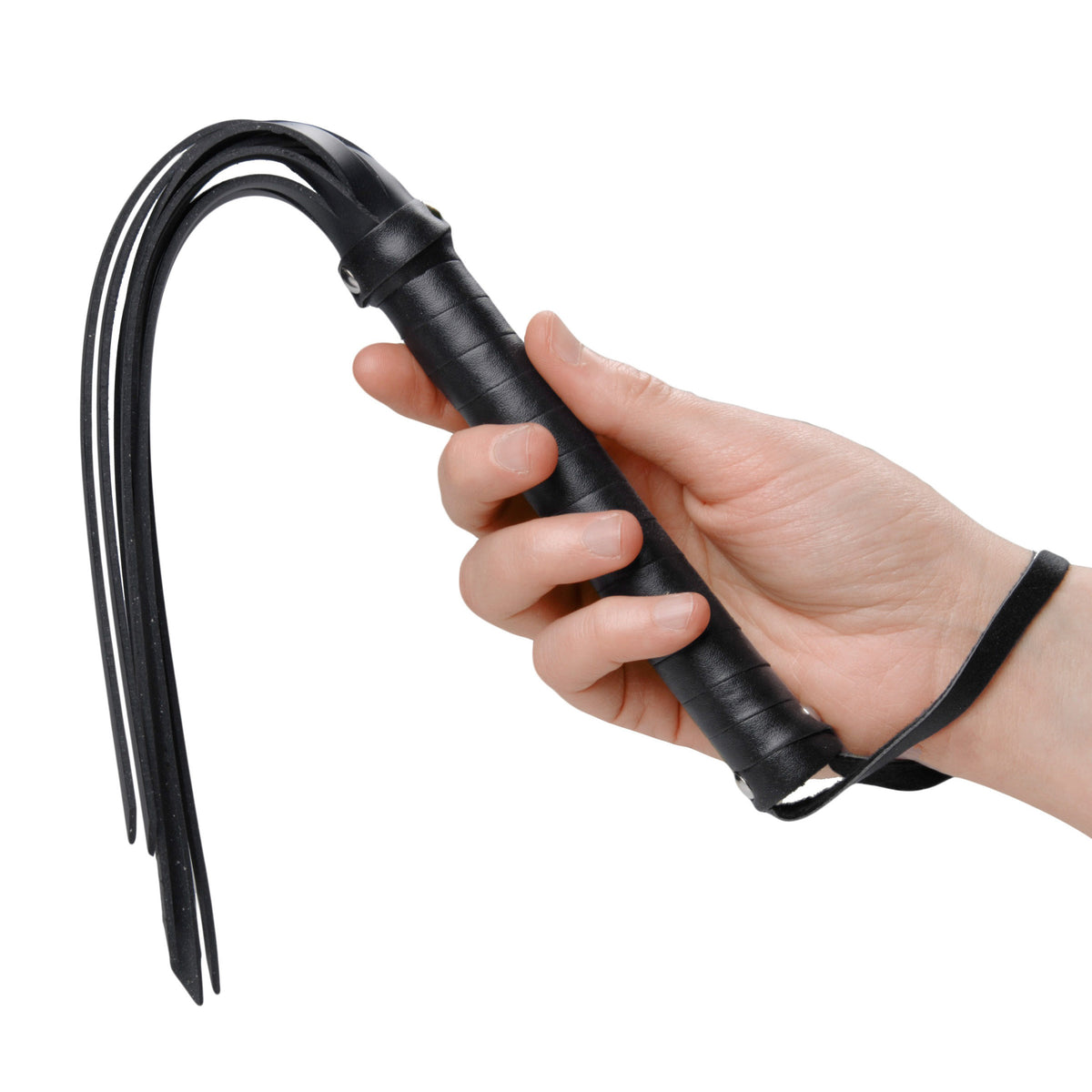 Rubber Strands Hand Flogger – impact play, Metal