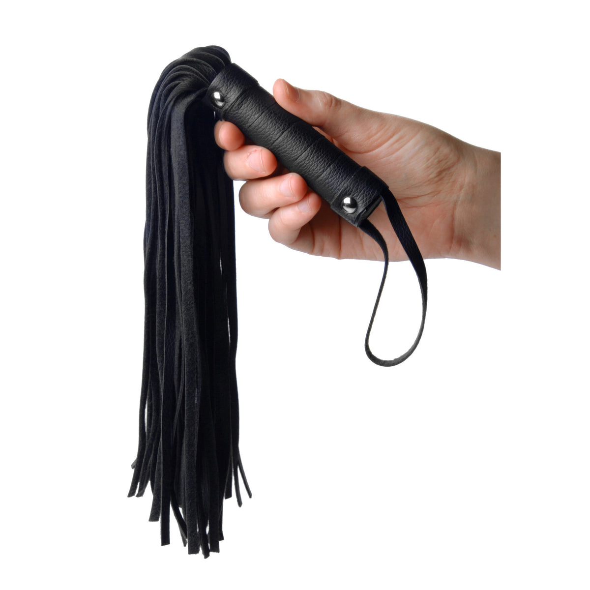 Pleather Pleasure Mini Flogger – impact play, Metal