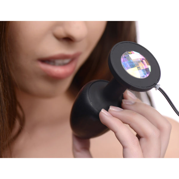 Paragon Gem Accented Vibrating Anal Plug with Internal Stimulation – butt plug, Silicone