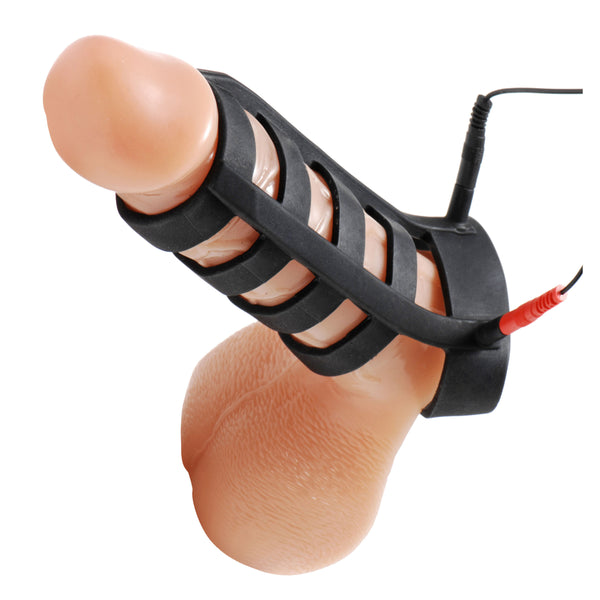 Power Cage Silicone E-Stim Cock and Ball Sheath – cock ring, Silicone