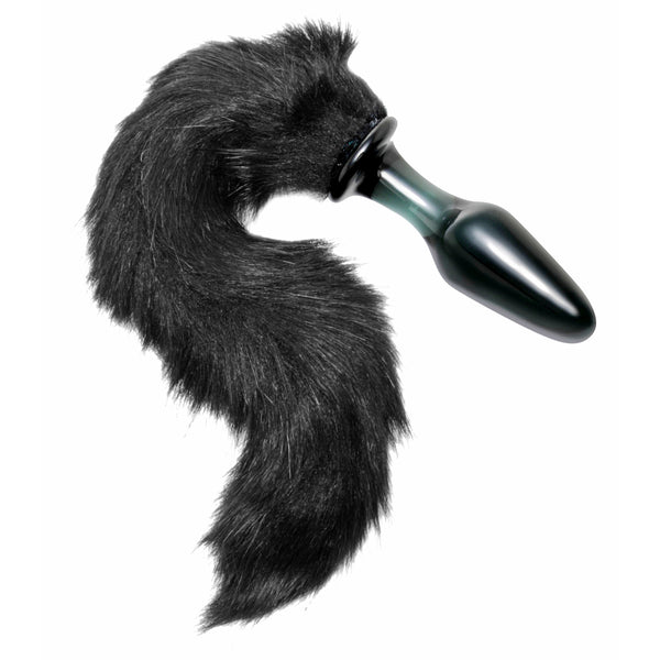 Midnight Fox Tail Glass Anal Plug – butt plug, Glass