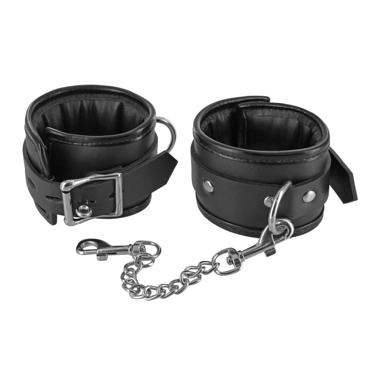 Locking Padded Wrist Cuffs with Chain – restraints and cuffs, Metal (view 3)