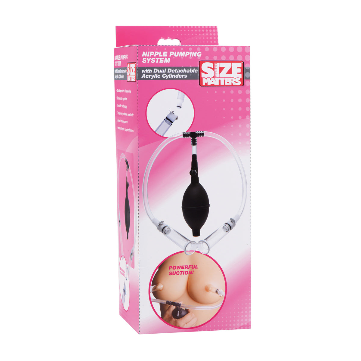 Nipple Pumping System with Dual Detachable Acrylic Cylinders – penis pump and enhancer, PVC (view 8)