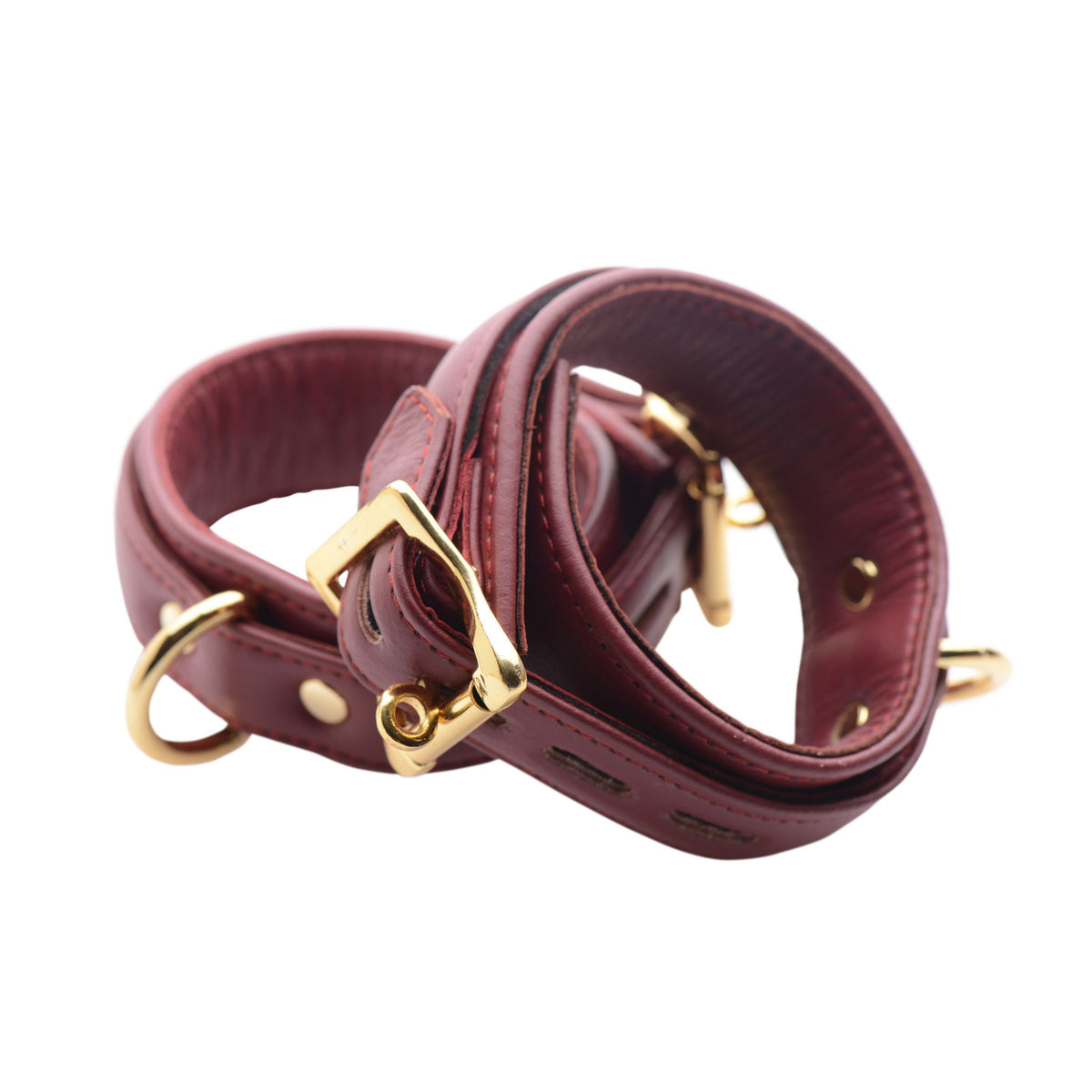 Strict Leather Luxury Burgundy Locking Ankle Cuffs – restraints and cuffs, Metal (view 2)