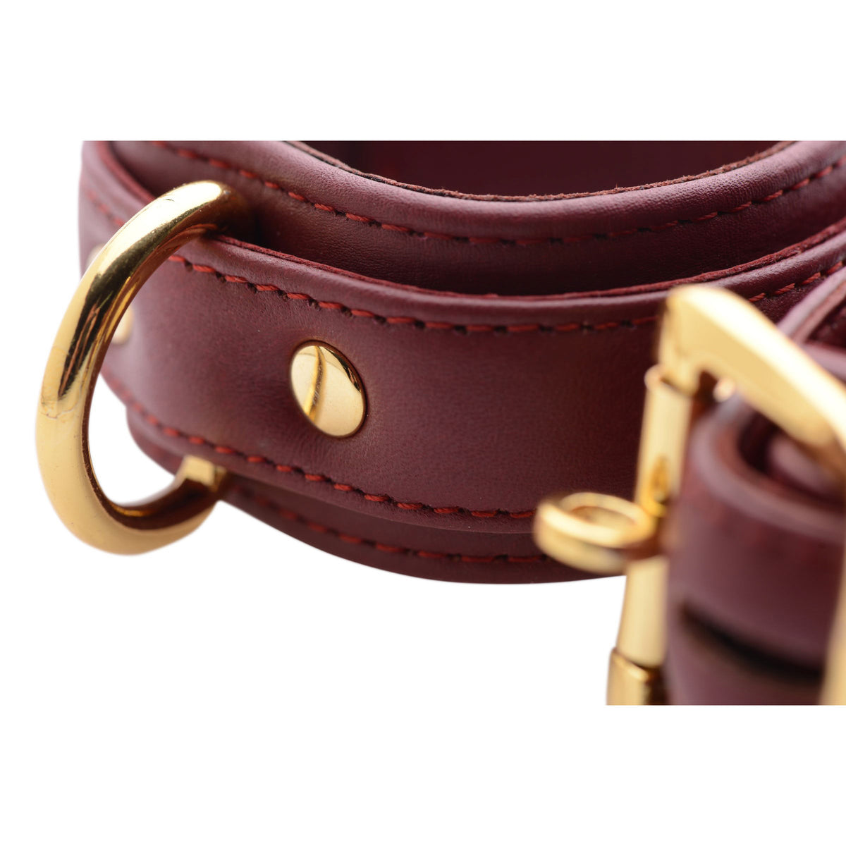 Strict Leather Luxury Burgundy Locking Ankle Cuffs – restraints and cuffs, Metal (view 3)