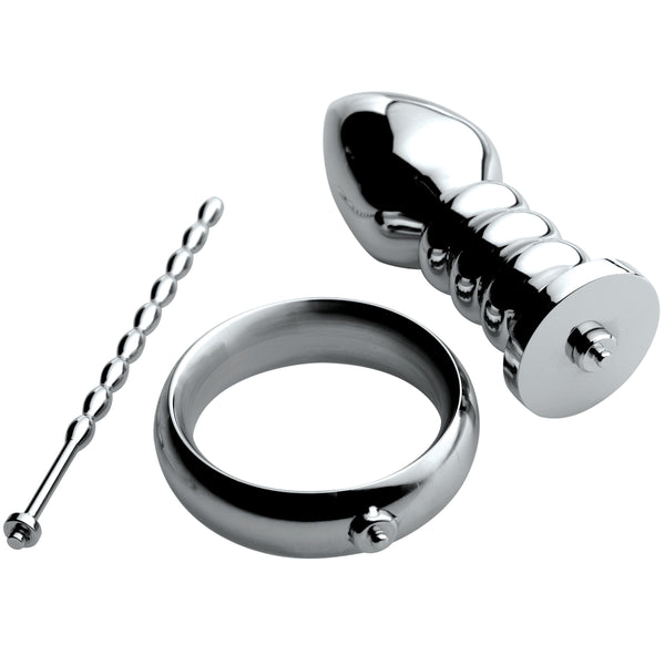Zeus Deluxe Series Voltaic For Him Stainless Steel Male E-stim Kit – electro play, Metal