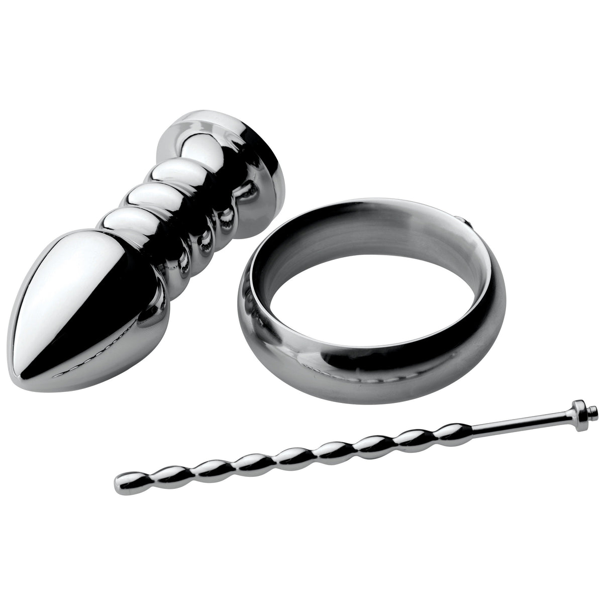 Zeus Deluxe Series Voltaic For Him Stainless Steel Male E-stim Kit – electro play, Metal (view 2)