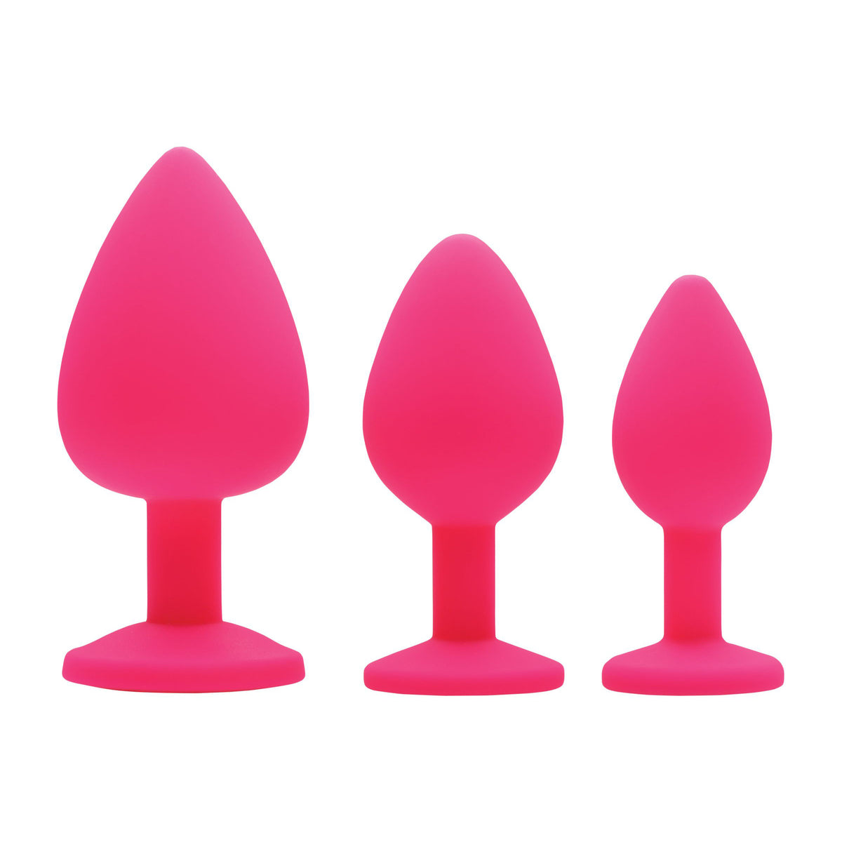 Pink Pleasure 3 Piece Silicone Anal Plugs with Gems – butt plug, Silicone (view 2)