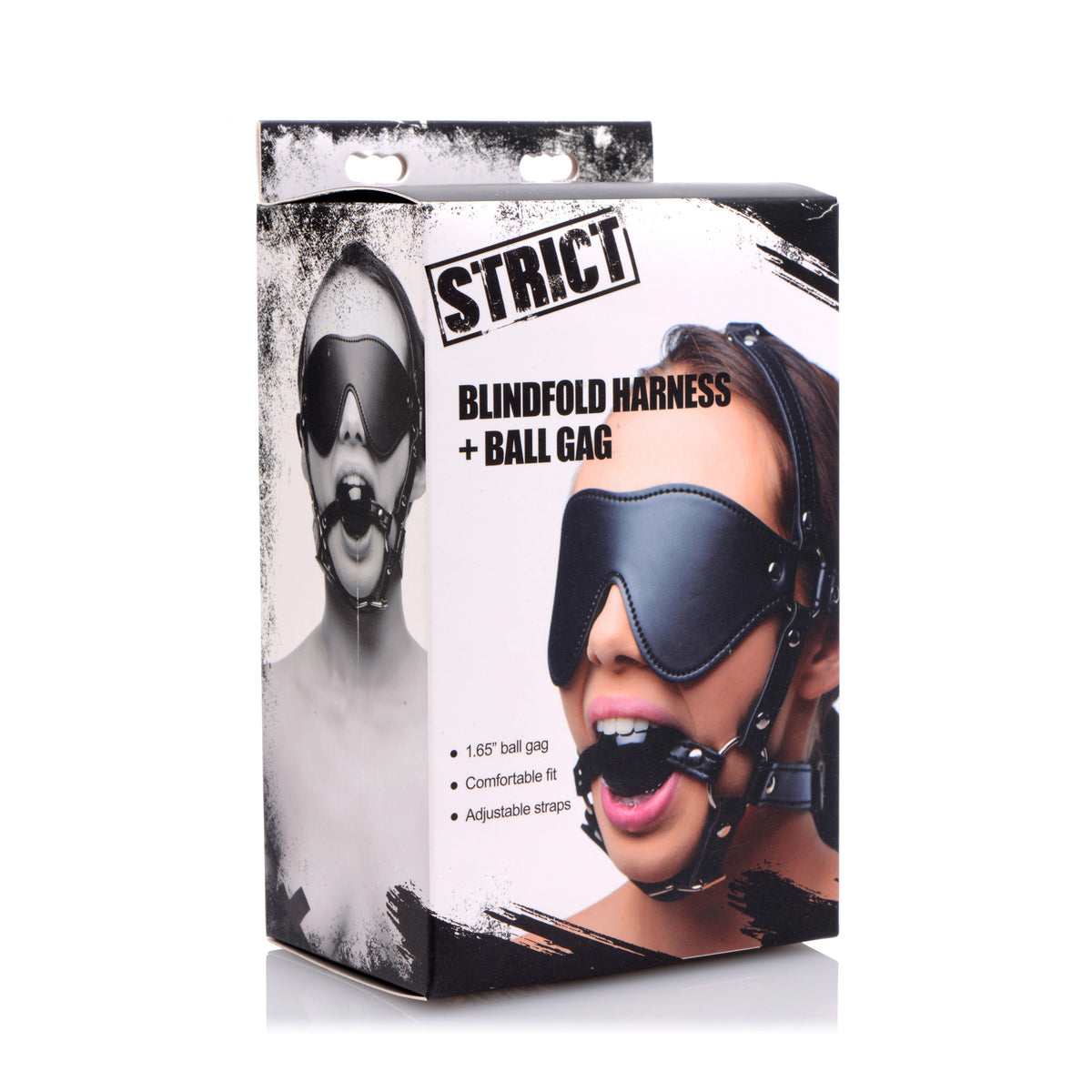 Blindfold Harness and Black Ball Gag, Metal (view 4)