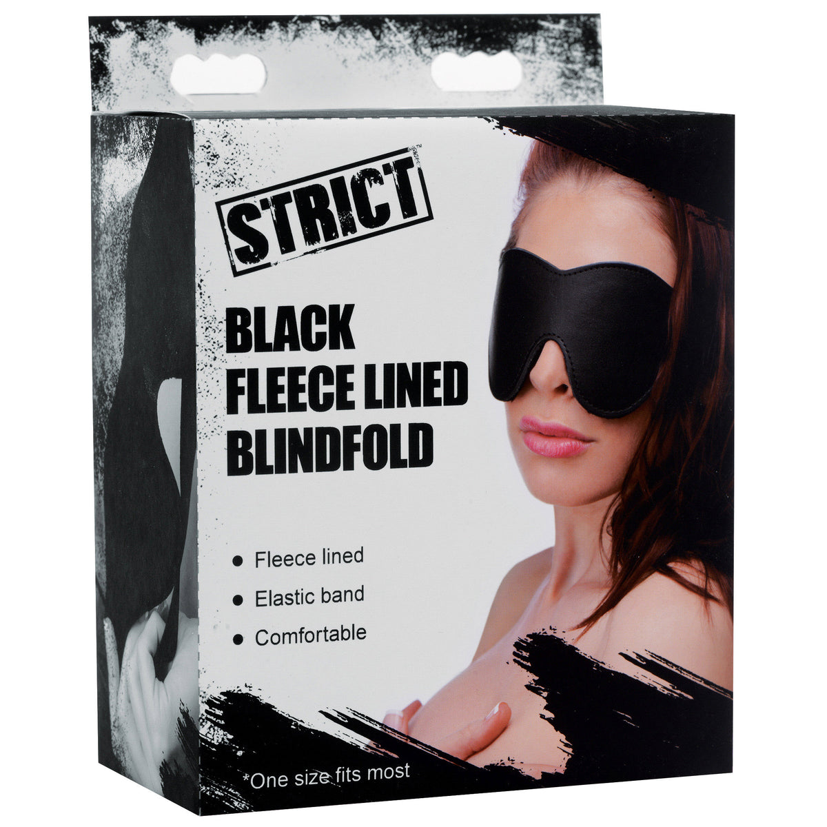 Black Fleece Lined Blindfold – hood and blindfold, Leather (view 4)