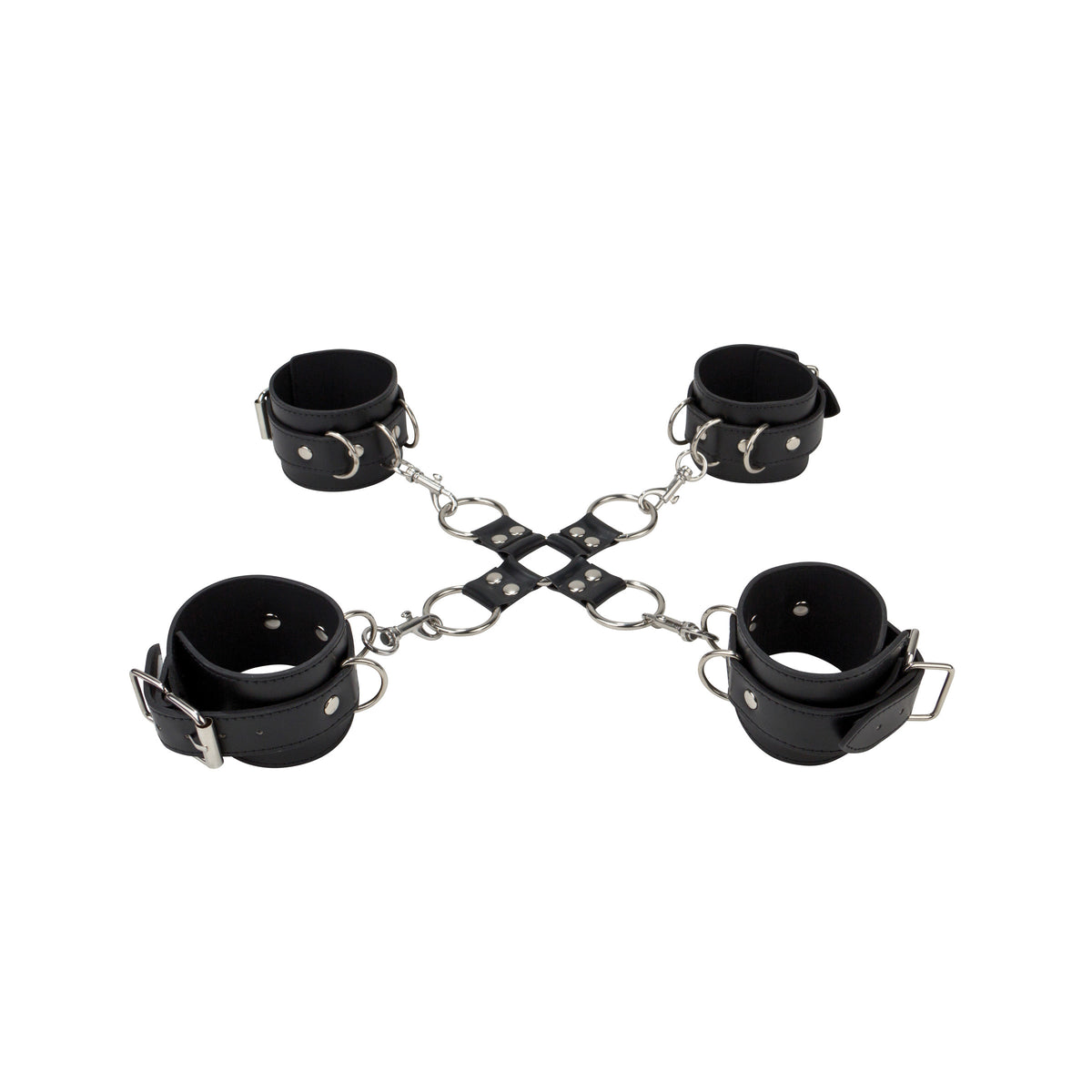 Ouch! Leather Hand and Leg Cuffs – restraints and cuffs, Metal (view 2)