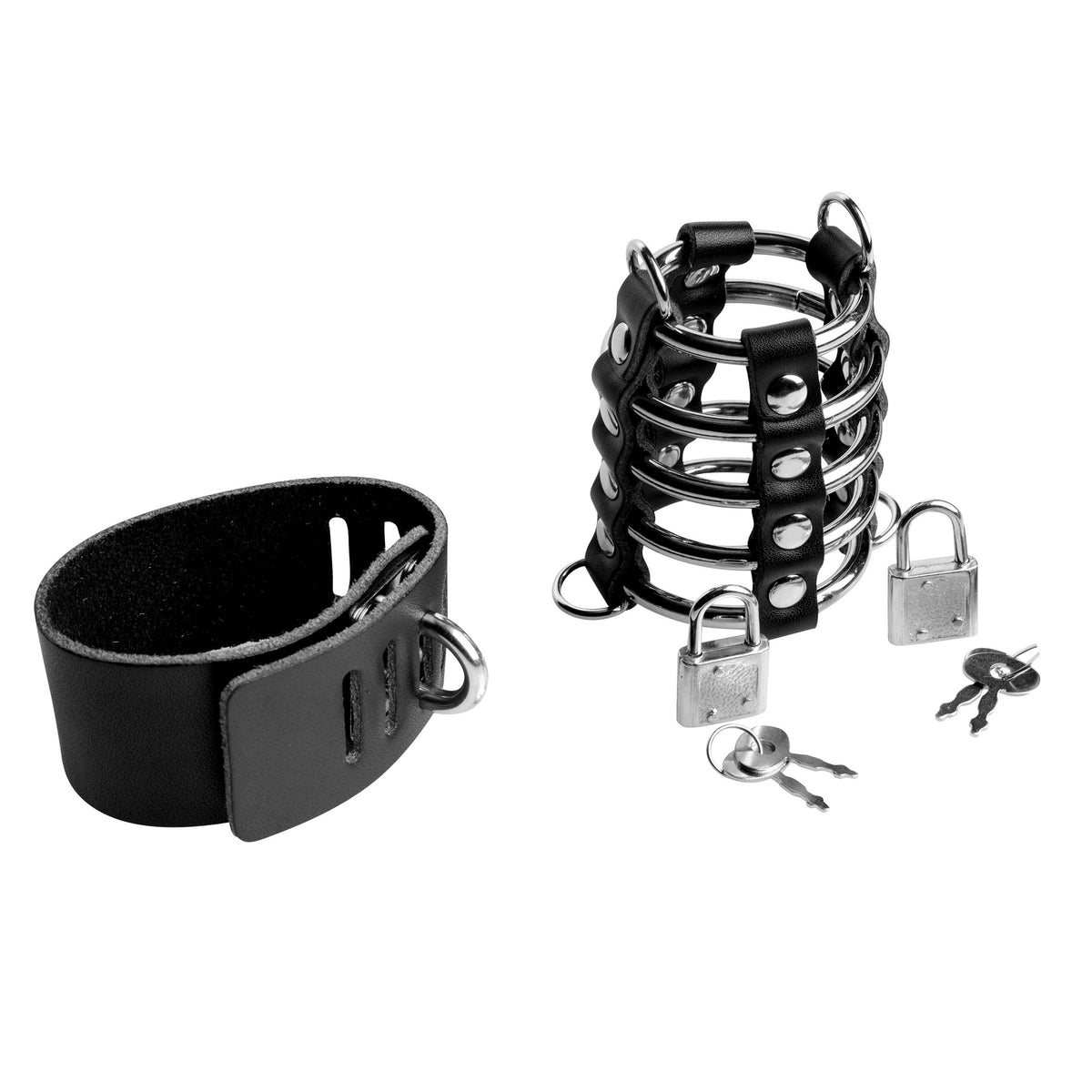 Maximum Submission Gates of Hell Locking Leather and Steel Cage – restraints and cuffs, Metal (view 3)