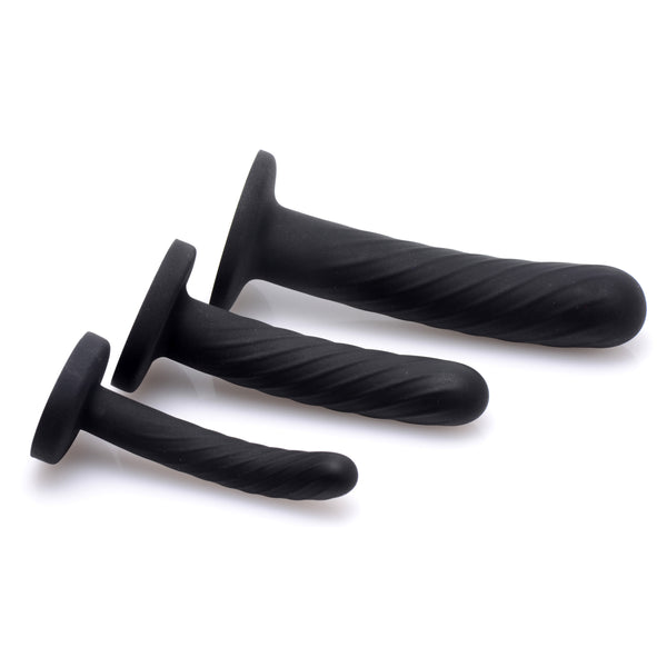 Trinity Strap-On Silicone 3 Piece Dildo Set - Black – strap-on and harness, Silicone