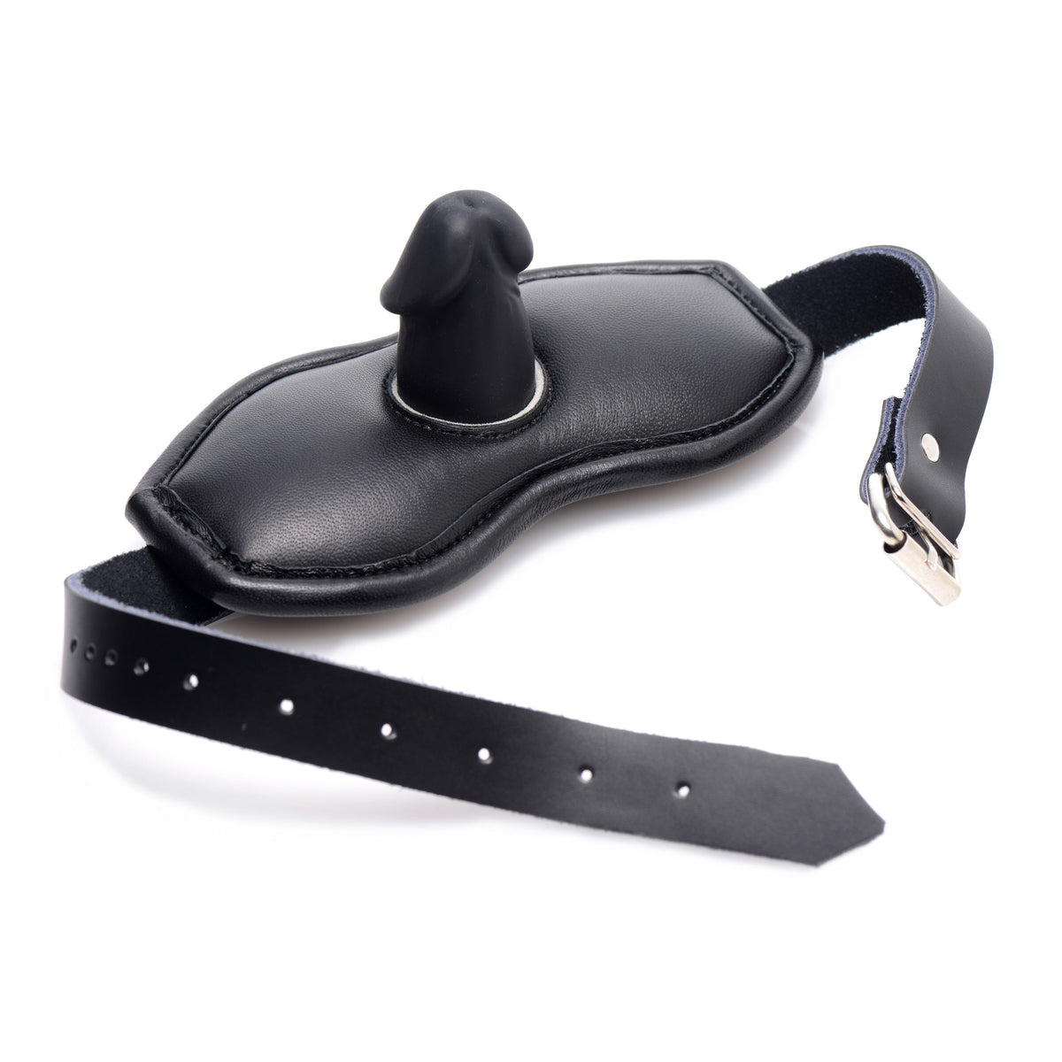 Leather Padded Silicone Penis Mouth Gag, Silicone (view 2)