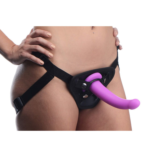 Navigator Silicone G-Spot Dildo with Harness – strap-on and harness, Silicone
