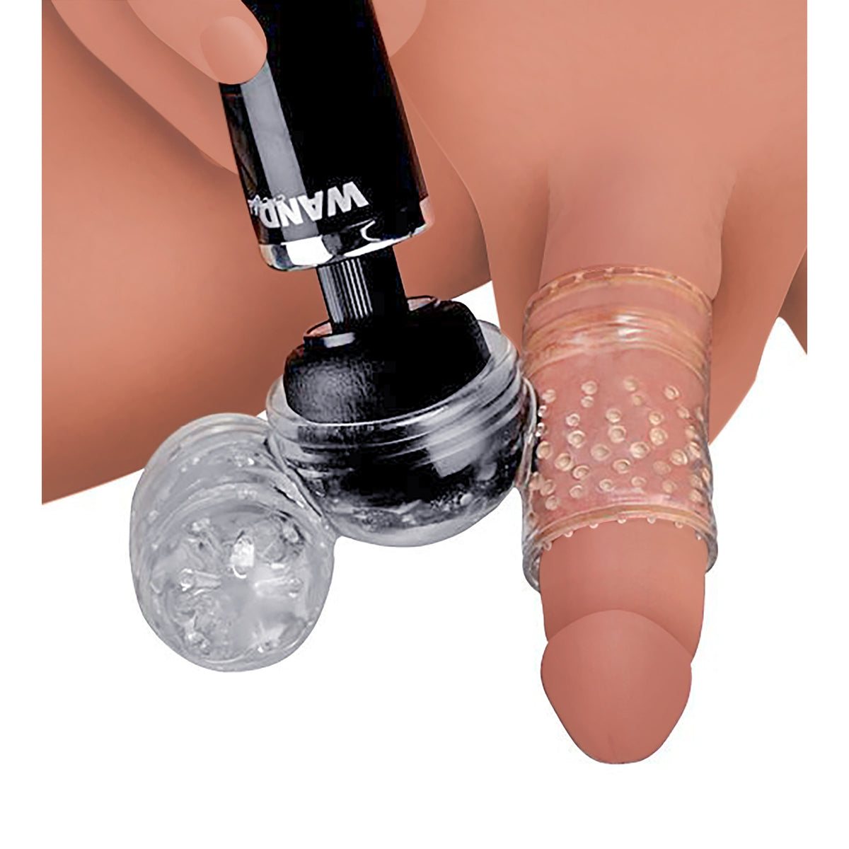Twin Turbo Strokers 2 in 1 Wand Attachment for Men – masturbator, TPE