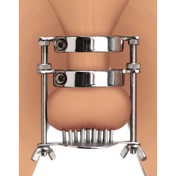Stainless Steel Spiked CBT Ball Stretcher and Crusher – cock ring, Metal
