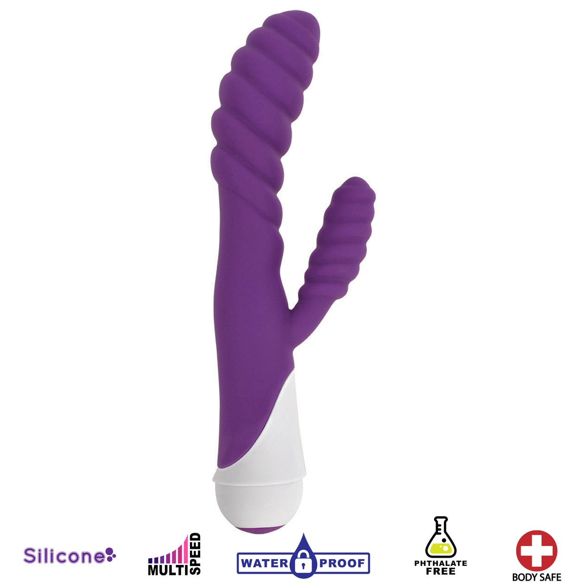 Diana 20x Rippled Silicone Rabbit Vibe- Purple – rabbit vibrator, Silicone (view 2)