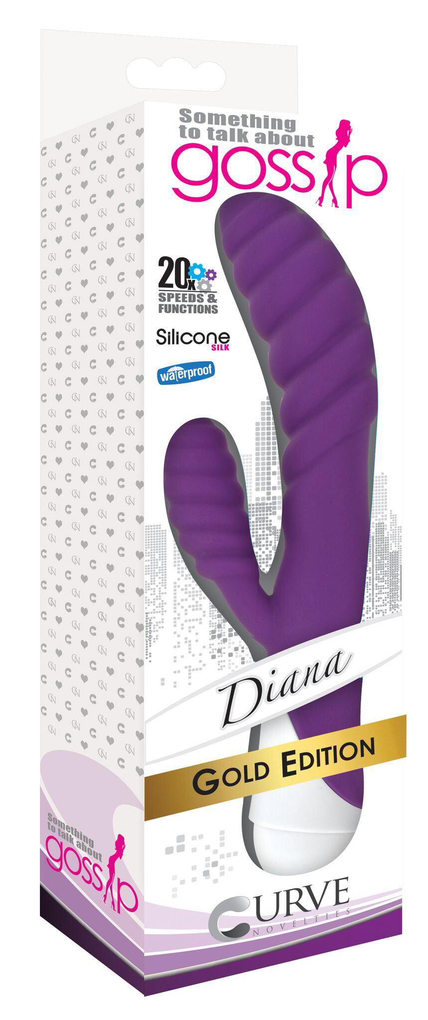Diana 20x Rippled Silicone Rabbit Vibe- Purple – rabbit vibrator, Silicone (view 3)