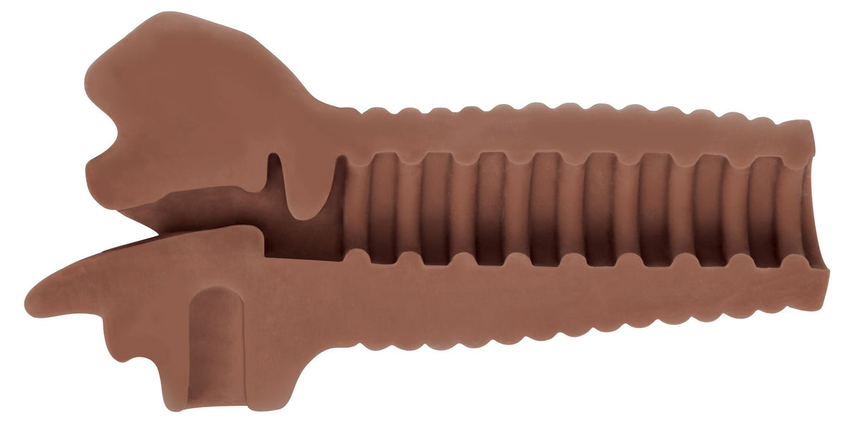 Mistress Mercedes Vibrating Mouth Stroker- Brown – masturbator, TPE (view 4)
