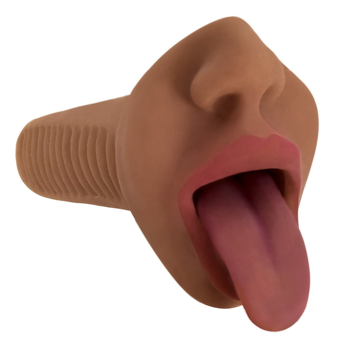 Mistress Mercedes Vibrating Mouth Stroker- Brown – masturbator, TPE (view 2)