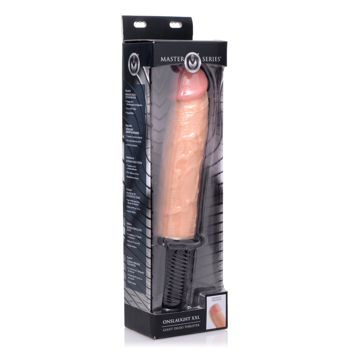 Onslaught 13 Mode XXL Vibrating Giant Dildo Thruster - Flesh, PVC (view 7)
