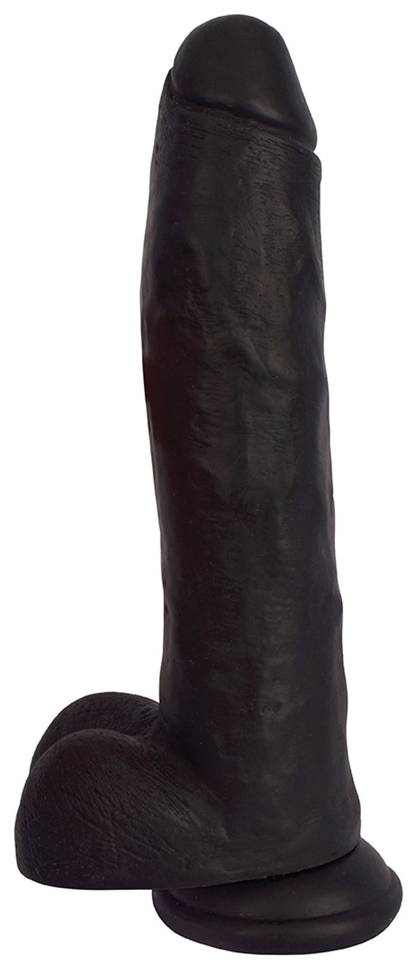 JOCK 11 Inch Dong with Balls Black – dildo, PVC