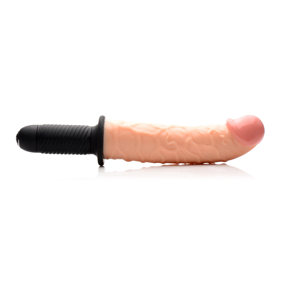 The Curved Dicktator 13 Mode Vibrating Giant Dildo Thruster - Flesh, PVC (view 2)