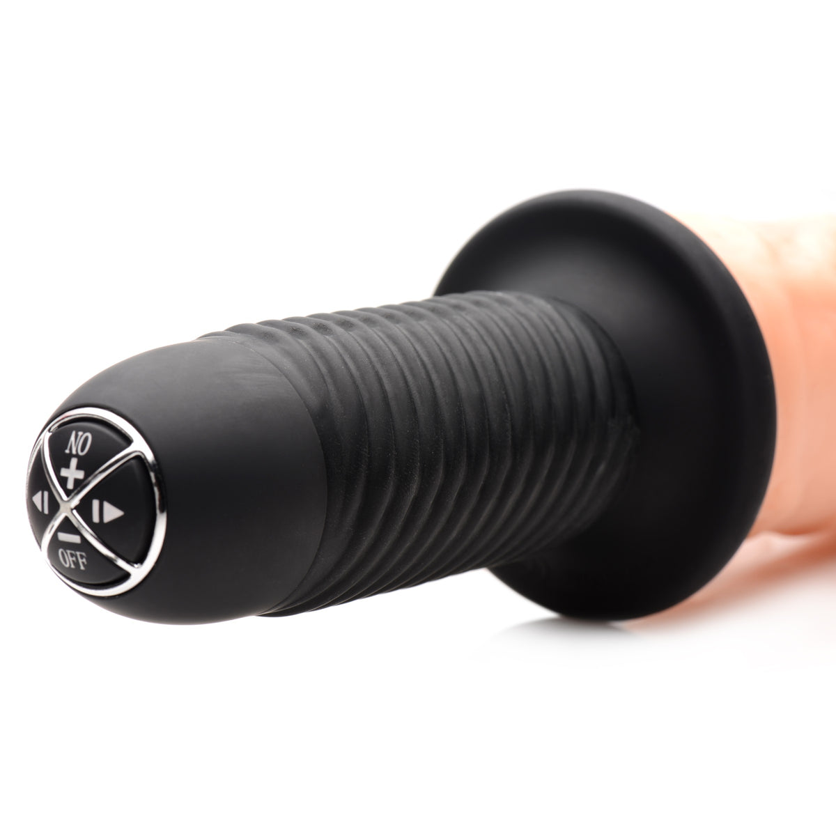 The Curved Dicktator 13 Mode Vibrating Giant Dildo Thruster - Flesh, PVC (view 3)