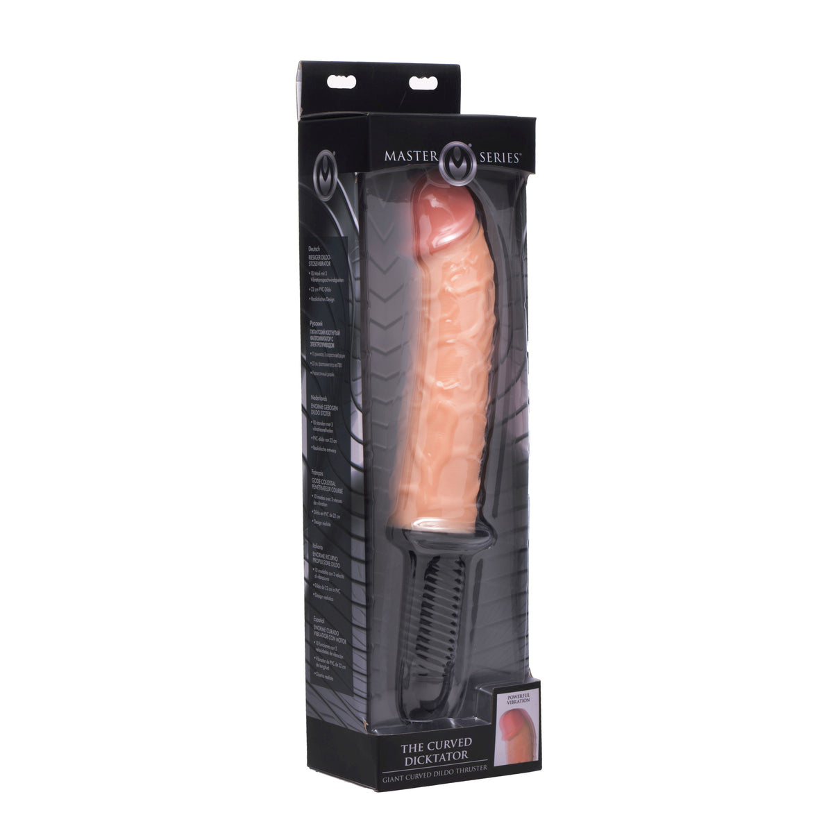 The Curved Dicktator 13 Mode Vibrating Giant Dildo Thruster - Flesh, PVC (view 7)