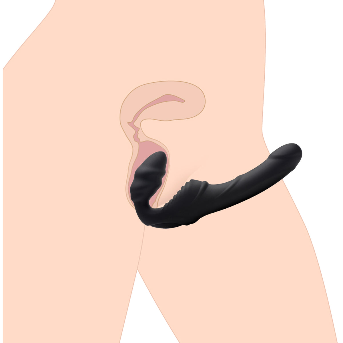 Slim Rider Ribbed Vibrating Silicone Strapless Strap On – strap-on and harness, Silicone (view 6)