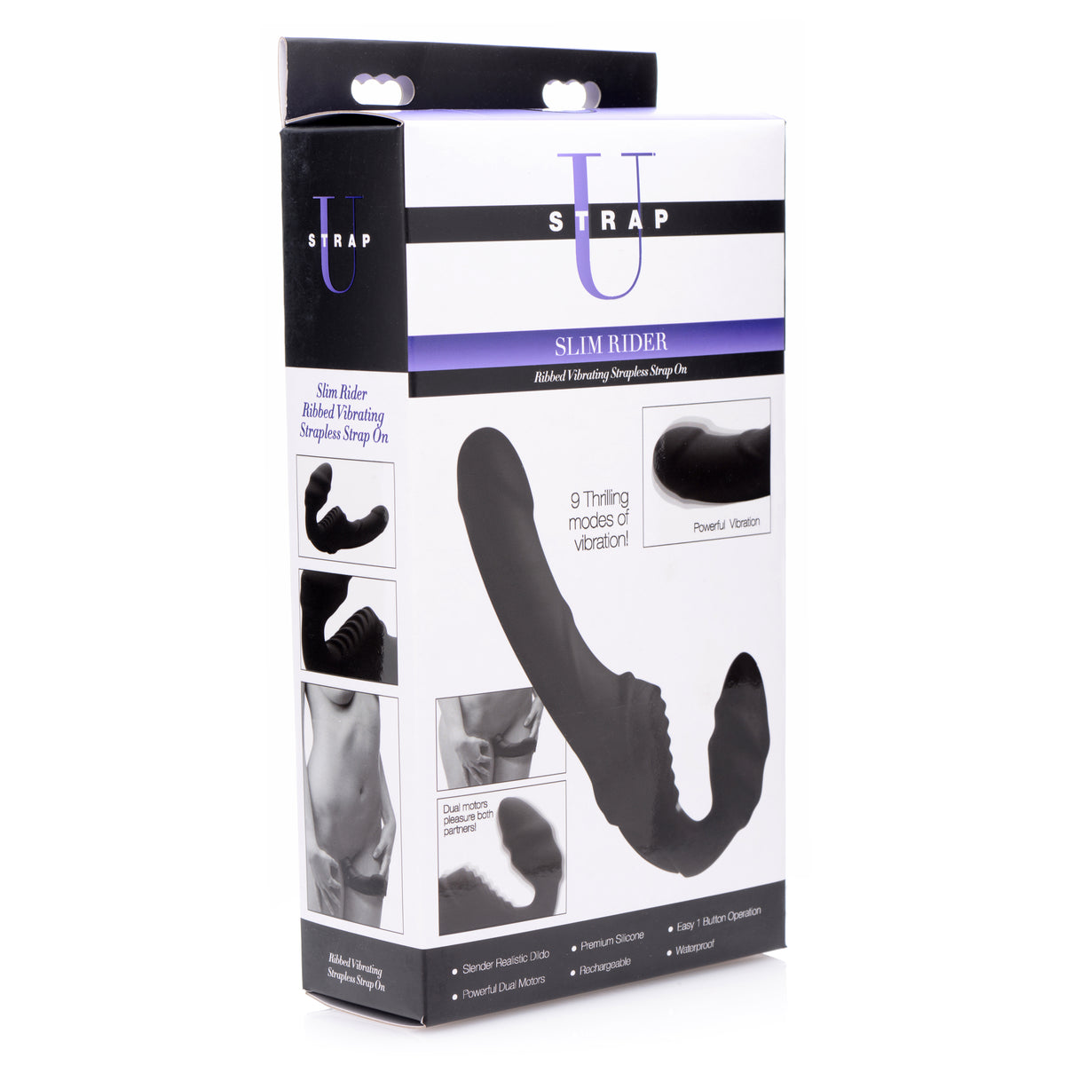 Slim Rider Ribbed Vibrating Silicone Strapless Strap On – strap-on and harness, Silicone (view 7)
