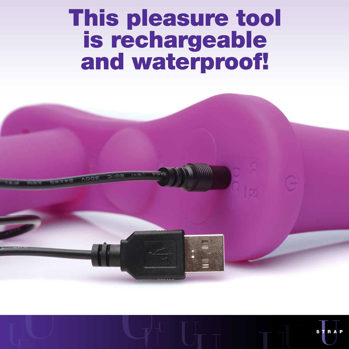 Double Take 10X Double Penetration Vibrating Strap-on Harness - Purple – strap-on and harness, Silicone (view 3)