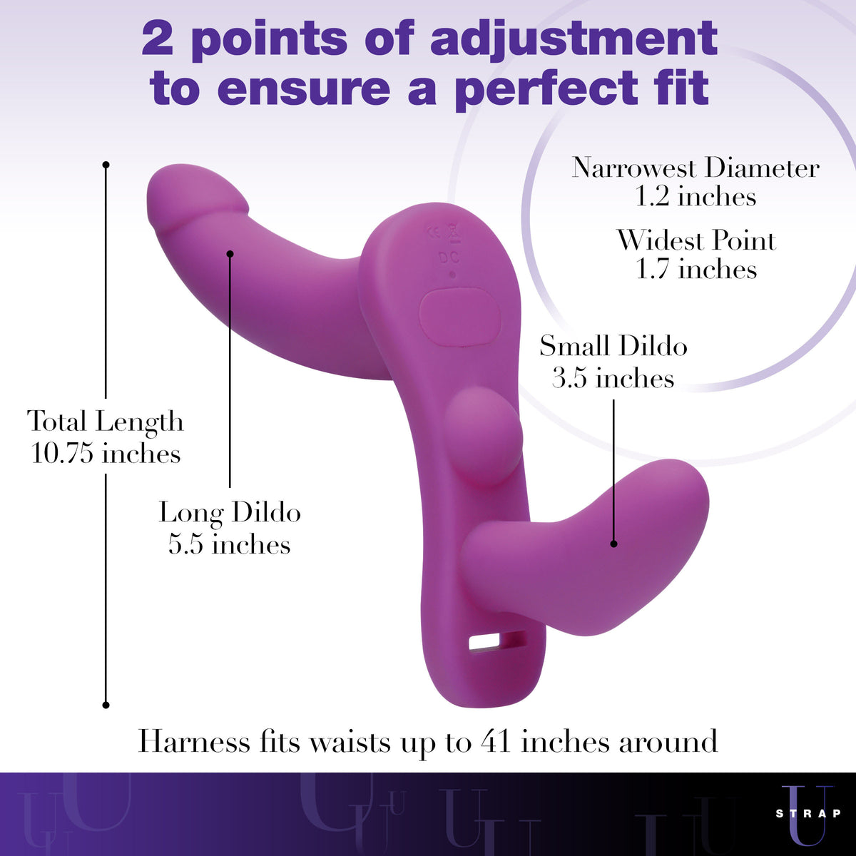 Double Take 10X Double Penetration Vibrating Strap-on Harness - Purple – strap-on and harness, Silicone (view 4)