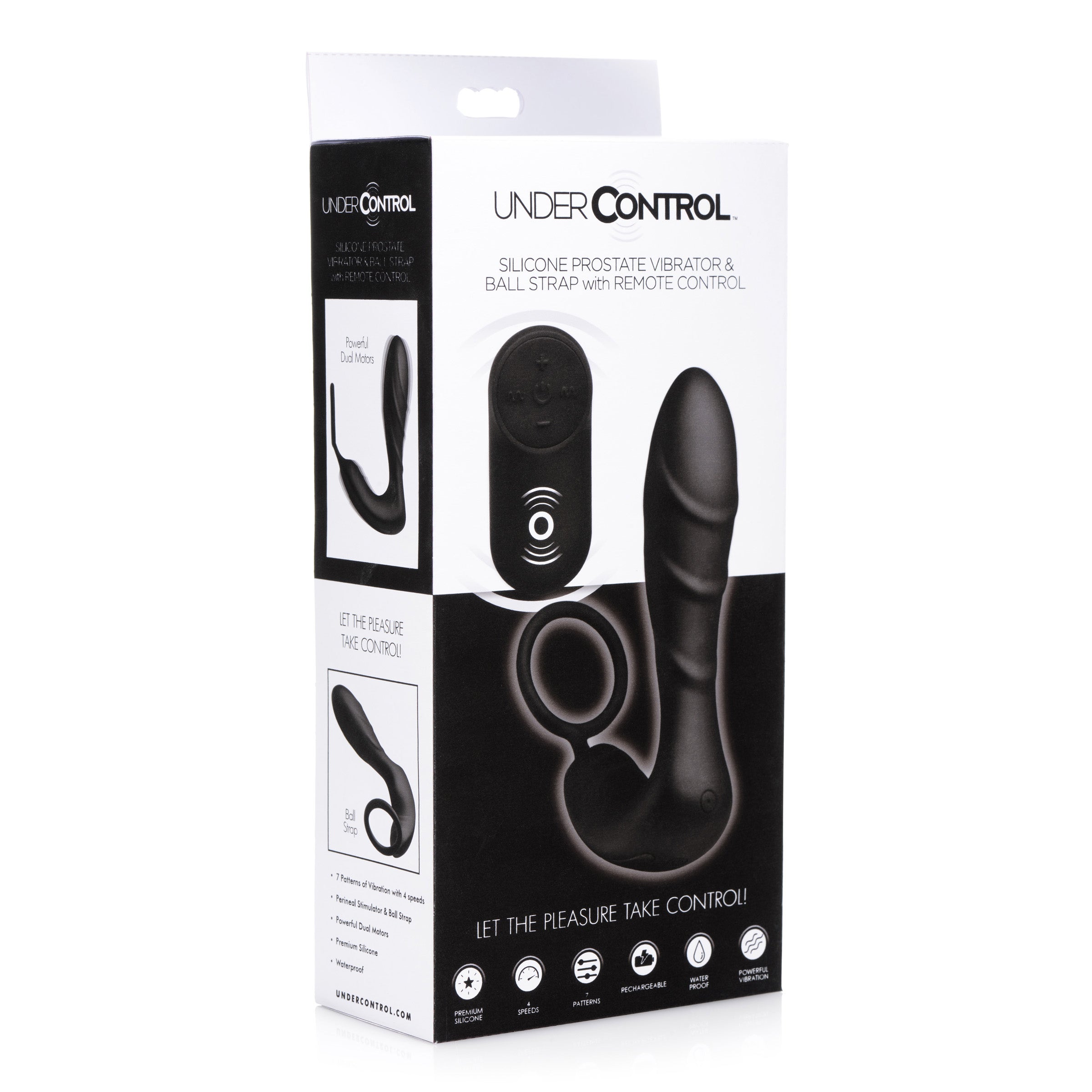 Silicone Prostate Vibrator and Strap Remote Control Vibrators - Black